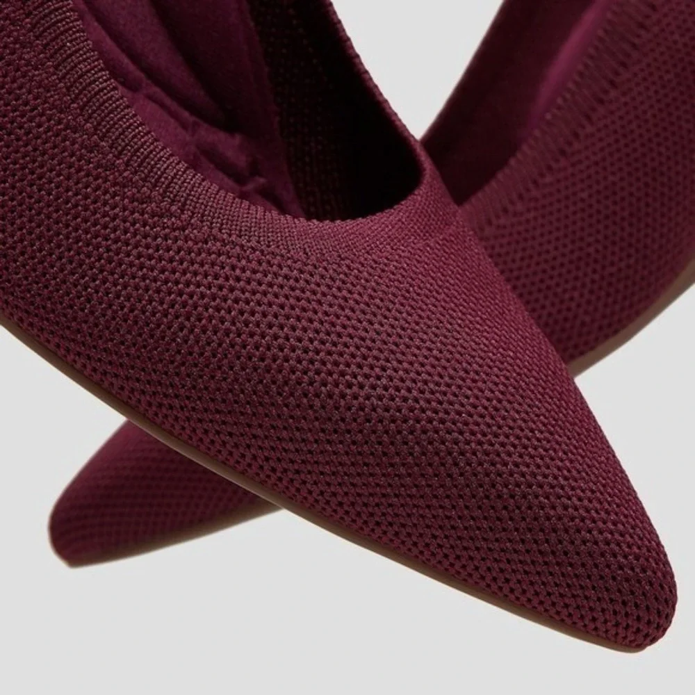 Vivaia Wedge Heel Knit Pointed Toe Slip On‎  Shoes Burgundy EU/38.5 US/7.5